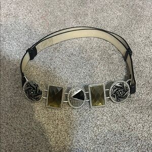 Chico Elegant Black and Silver Women's Leather Belt